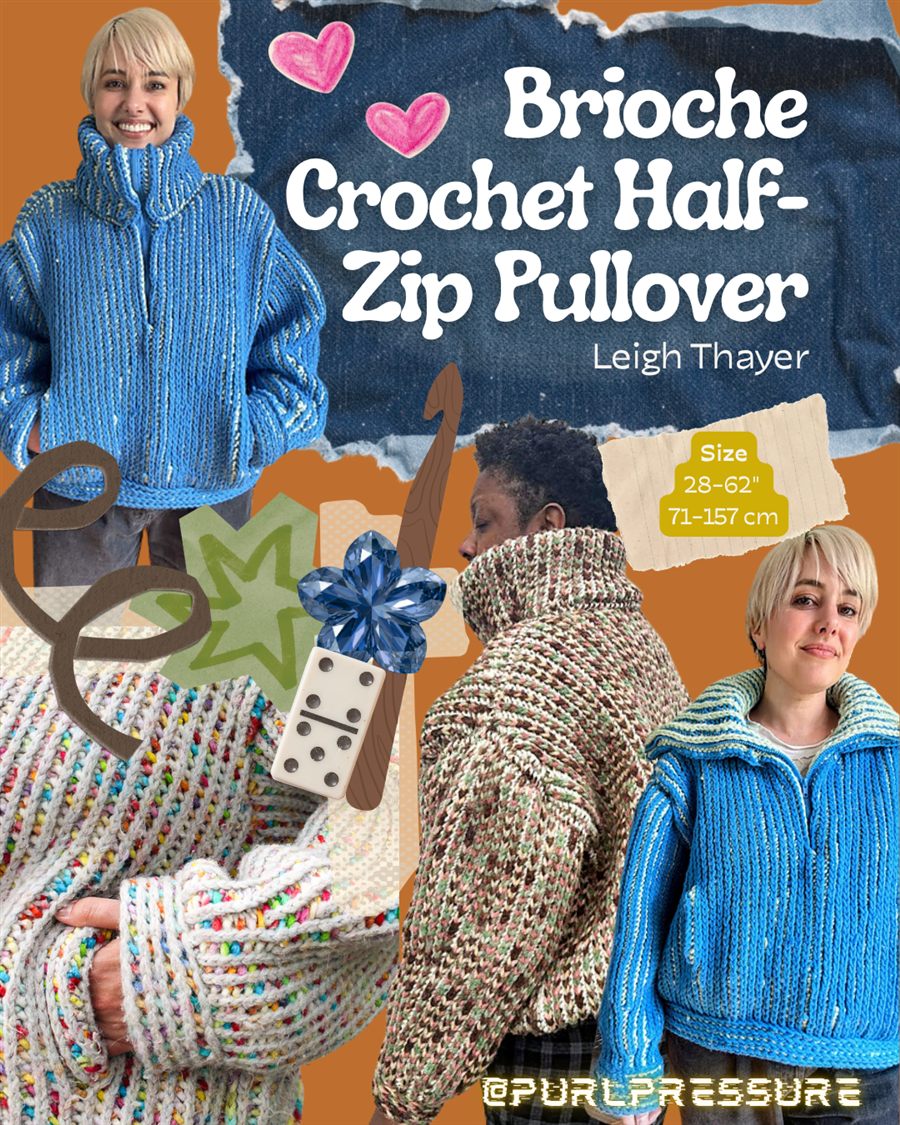 Brioche Crochet Half-Zip Pullover